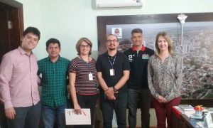 Coordenadores do Senac e gerente regional Andréa Sangaletti em visita à Secretaria Municipal de Assistência e Desenvolvimento Social.